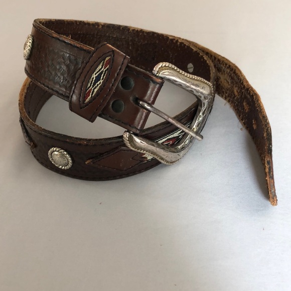 Distressed Western Style Belt Sz 32 - Picture 2 of 8